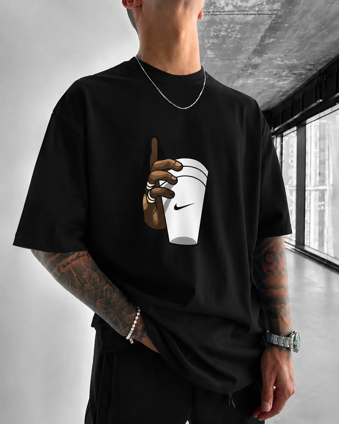 Premium Oversized Graphic Printed T-Shirt – Black & White Streetwear Tee