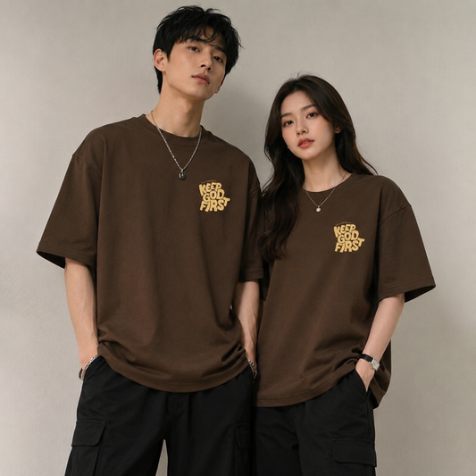 KEEP GOD FIRST Oversized T-Shirt – Premium Drop Shoulder Fit