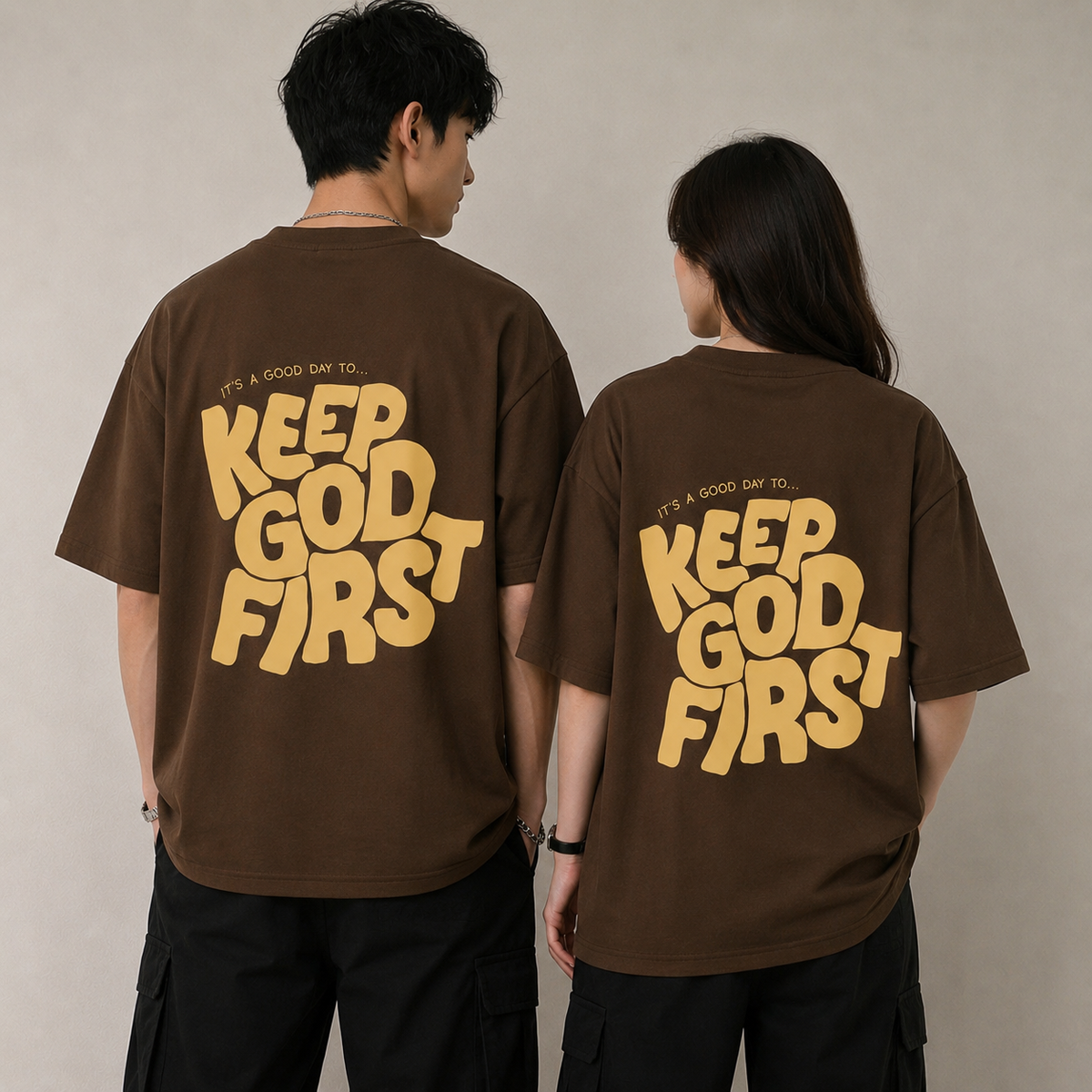 KEEP GOD FIRST Oversized T-Shirt – Premium Drop Shoulder Fit