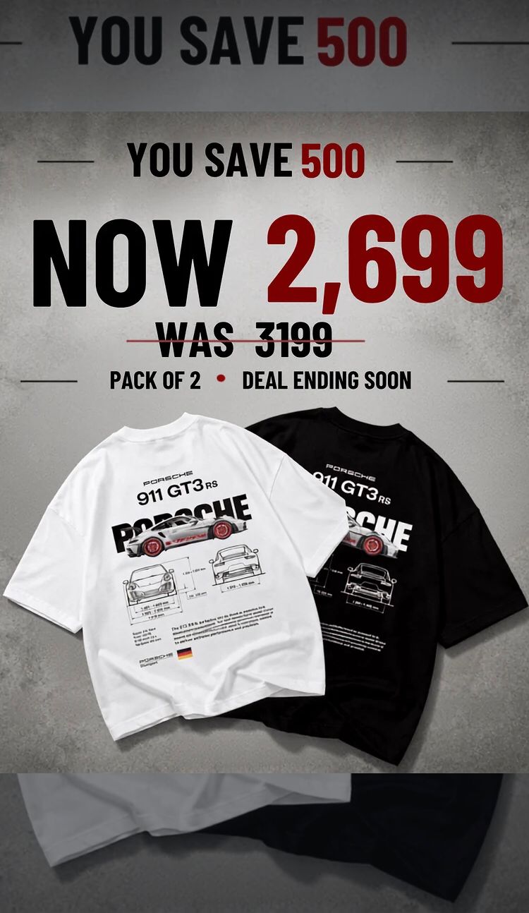 (Pack of 2) Porsche Oversized Shirts